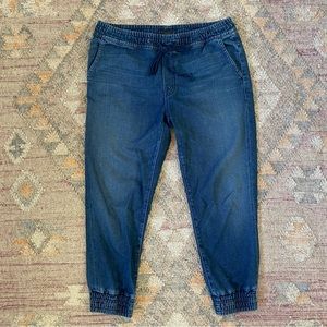Mother Drawstring Denim Jogger